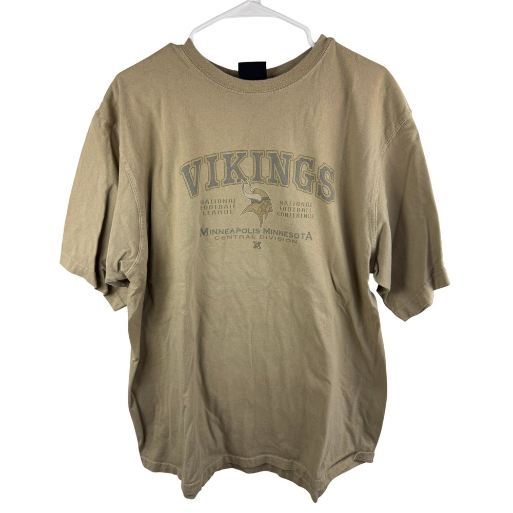 NFL Minnesota Vikings T-Shirt Mens Large Tan Cotton Minneapolis Central Division